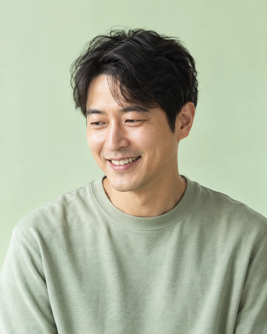 편안하게 미소 짓는 남성의 연출 이미지